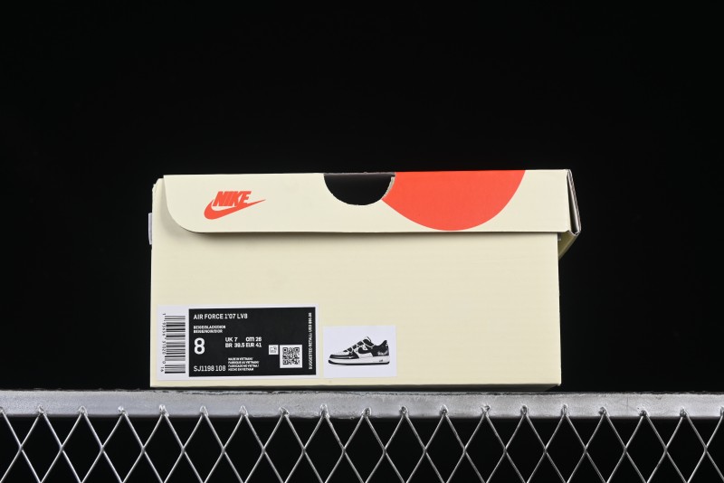 Nike Air Force 1 '07 Low Stussy Collaboration Black White Lace-Up Low-Top Casual Sneakers - SJ1198-108