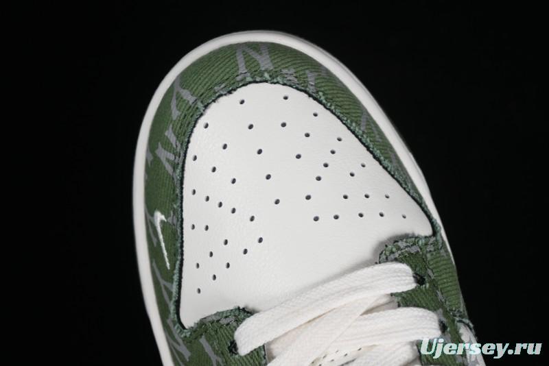 Nike SB Dunk Low MLB Collaboration - Green Denim Anniversary Custom Low-Top Casual Skate Shoes - DQ1098-345