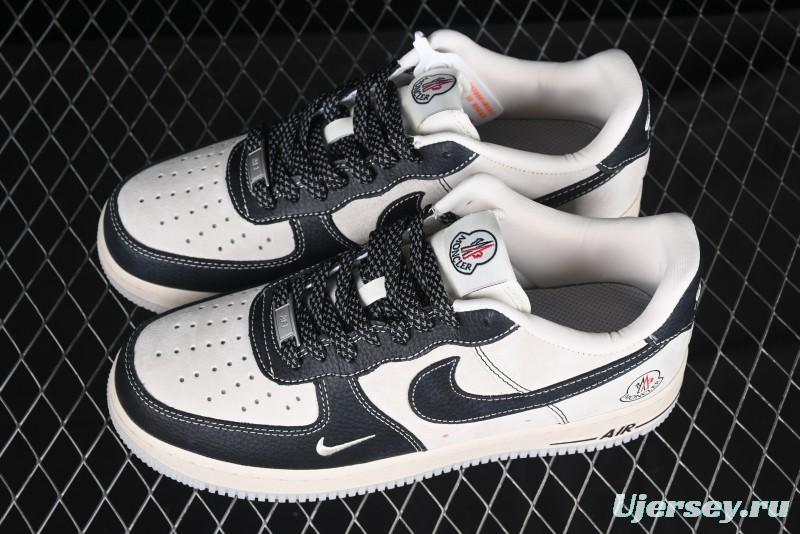 Nike Air Force 1 '07 Low Moncler Collaboration - Black Lychee Grain Pigskin Low-Top Casual Sneakers - CH6336-514