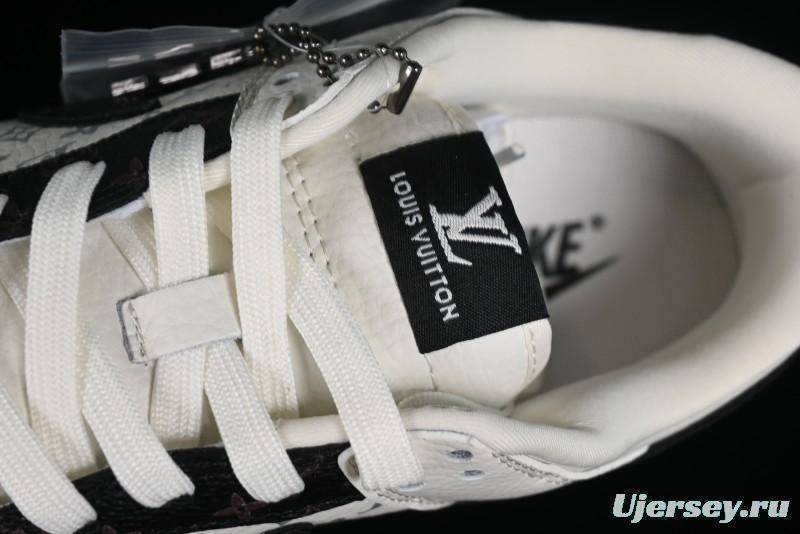 Nike Dunk Low LV Collaboration - Monogram Beige Black Hook SB Low Top Casual Skate Shoes - FC1688-189