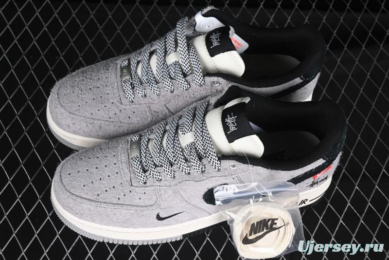 Nike Air Force 1 '07 Low Stussy Collaboration - Suede Grey Low-Top Casual Sneakers - SJ6698-018