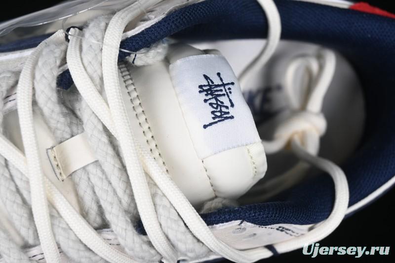 Nike SB Dunk Low Stussy Anniversary Edition High-End Custom Sneakers with Lace-Up Design in Grey White and Navy - YX5066-240