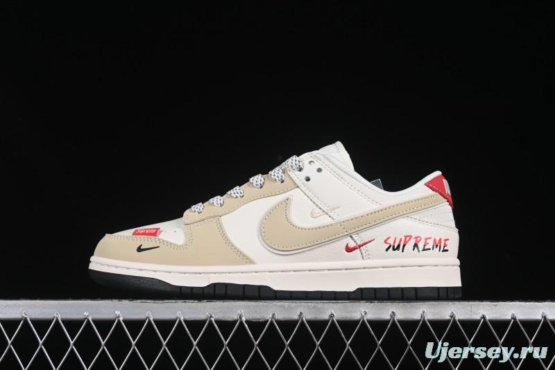Nike SB Dunk Low Supreme Collaboration Anniversary Custom Low-Top Casual Sneakers with Double Mini Swoosh - XS6089-506