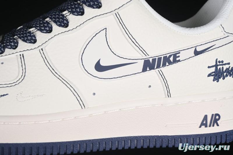 Nike Air Force 1 '07 Low Stussy Collaboration Grey Swoosh Casual Sneakers - HH7518-063