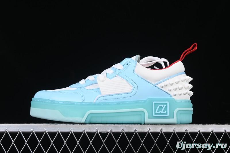 Christian Louboutin Funnyto Flat Comfortable Fashion Low-Top Sneakers with Raw Ice Blue Sole - X.D4