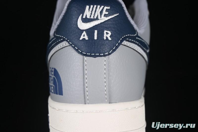 Nike Air Force 1 '07 Low The North Face Collaboration Grey Blue Double Swoosh Casual Sneakers - XS1958-520