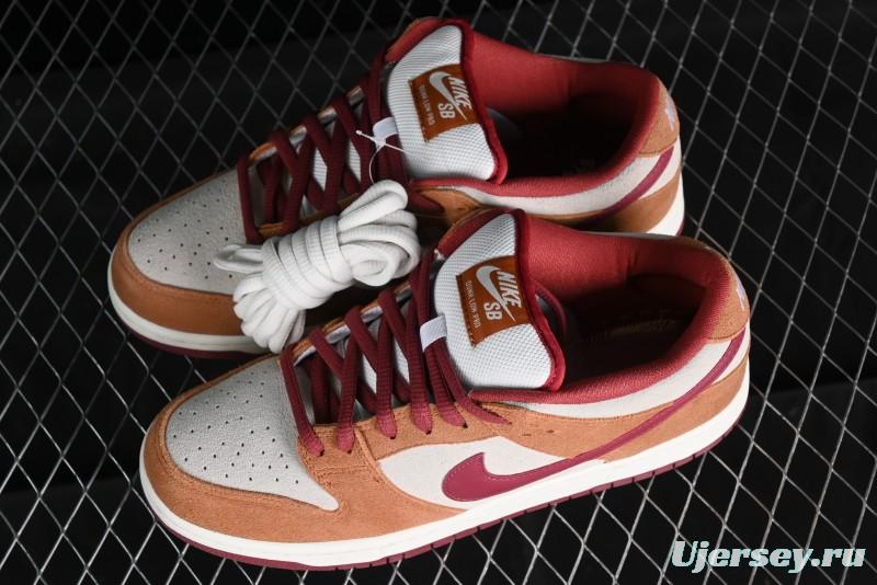 Nike SB Dunk Low Pro Brown Red Colorway SB Low Top Casual Skate Shoes - BQ6817-202