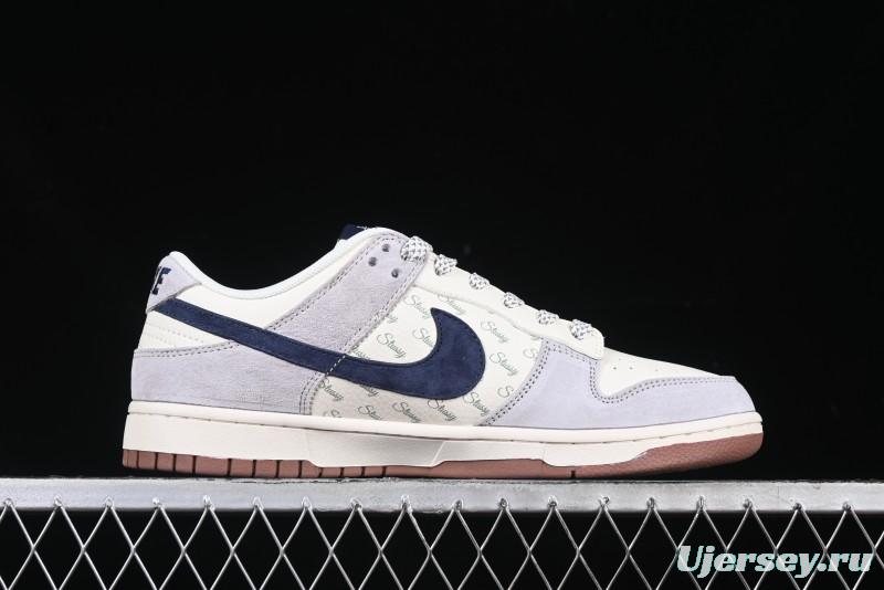 Nike SB Dunk Low Stussy Collaboration Blue Swoosh Gum Sole Anniversary Custom Low-Top Casual Sneakers - XS1086-012