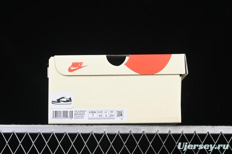 Nike Travis Scott x Fragment Design x Air Jordan 1 Low OG SP AJ1 Stussy Collaboration Bamboo Green Low-Top Casual Sneakers - BB1199-201