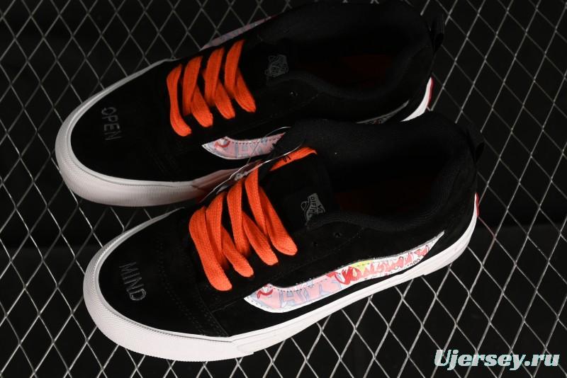 Vans Classics Knu Skool Retro Sneakers with Embroidered Graffiti Design and Thick Tongue - VN000CS00ZB