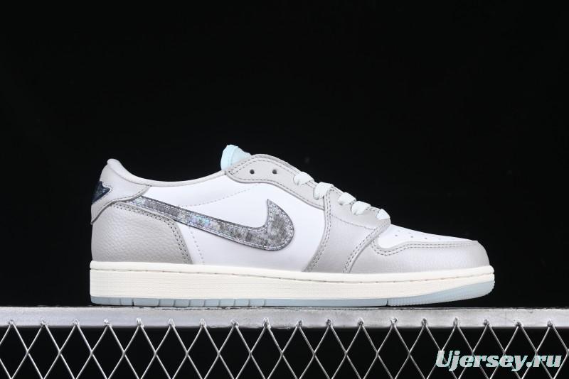 Nike Air Jordan 1 Low OG CNY AJ1 Snake Year Limited Silver Snake Low-Top Retro Basketball Shoes - HF3144-100