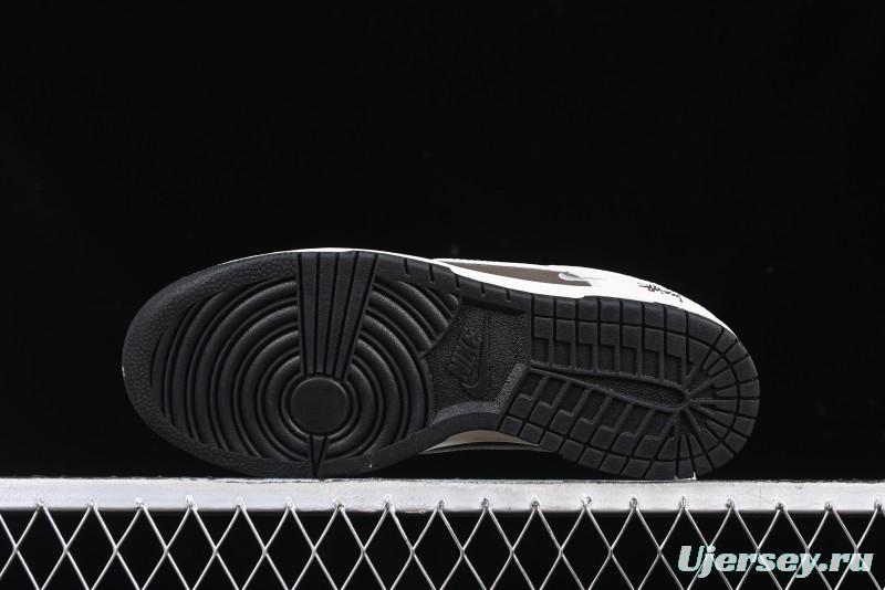 Nike SB Dunk Low Stussy Collaboration Brown Leather Swoosh Anniversary Custom Low-Top Casual Sneakers - DJ2024-062