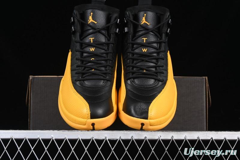 Nike Air Jordan 12 Retro Basketball Shoes in Black and Yellow - 130690-070
