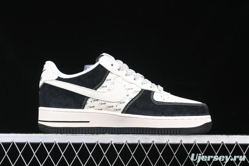 Nike Air Force 1 '07 Low Stussy Collaboration - Black White Casual Sneakers - XZ6188-671