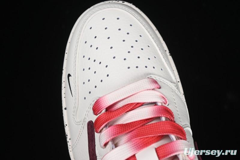 Nike Travis Scott x Fragment Design x Air Jordan 1 Low OG SP AJ1 Stone Island Collaboration Pomegranate Red Low-Top Casual Sneakers - CF3688-077