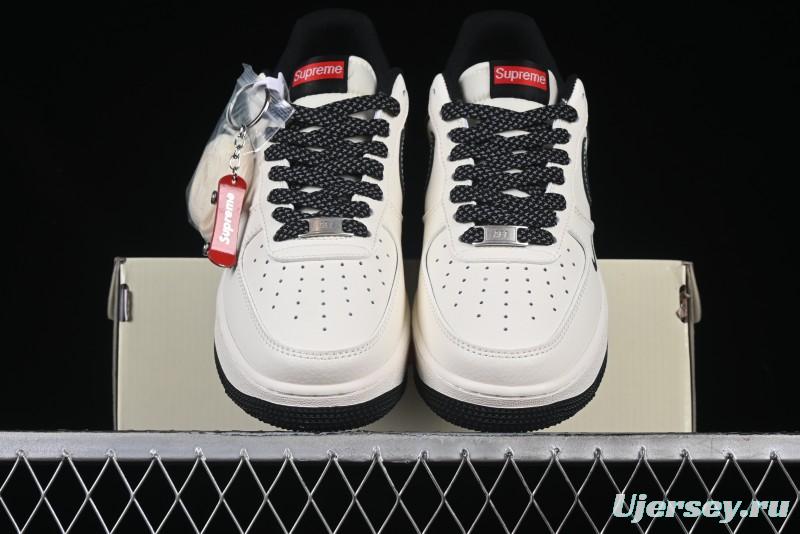 Nike Air Force 1 '07 Low Stone Island x Supreme Collaboration Beige Black Patchwork Low-Top Casual Sneakers - HH7518-042