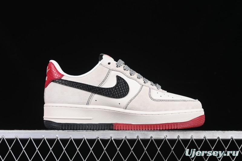 Nike Air Force 1 '07 Low Supreme Snake Year Limited Edition Black Snake Swoosh Low-Top Casual Sneakers - HH7518-033