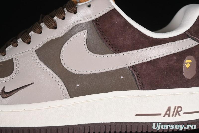 Nike Air Force 1 '07 Low BAPE Collaboration Grey Green Brown Low-Top Casual Sneakers - KK1988-039
