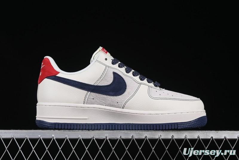 Nike Air Force 1 '07 Low Supreme Collaboration Sneakers with Red Tab and Blue Swoosh - BB7518-021