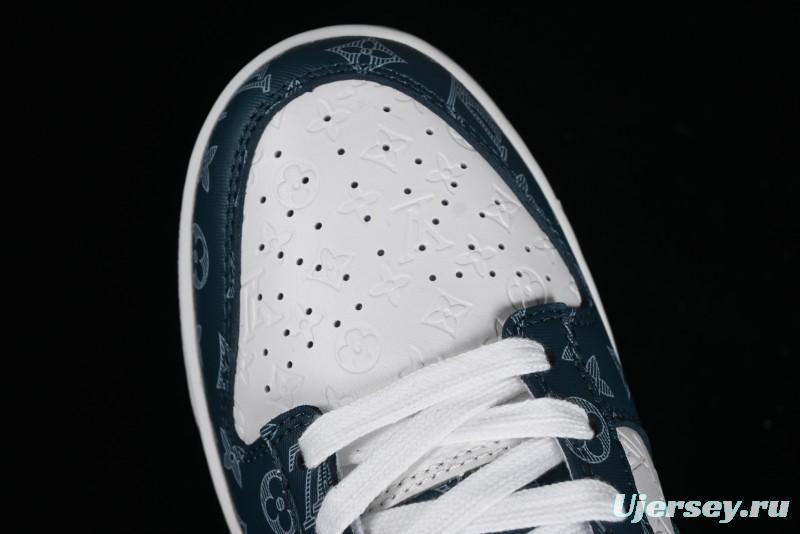 Nike SB Dunk Low LV Collaboration - Dark Blue Print Anniversary High-End Custom Low-Top Casual Sneakers - DQ1098-363
