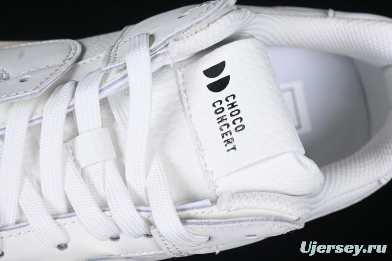 Choco Concert Leather Round Square Asymmetrical Fashion Sneakers White - AJE5