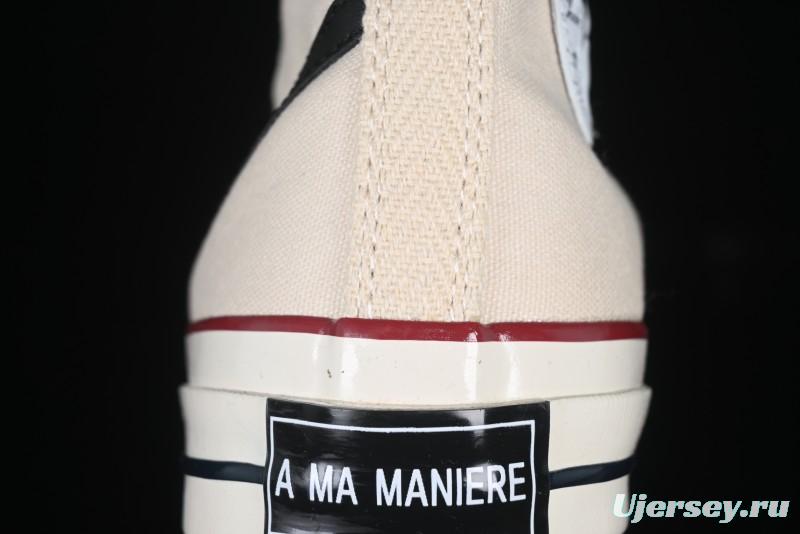 A Ma Maniere x Nike x Converse Chuck 70 High Top Sneakers with Leather and Velvet Swoosh Logo - A13388C