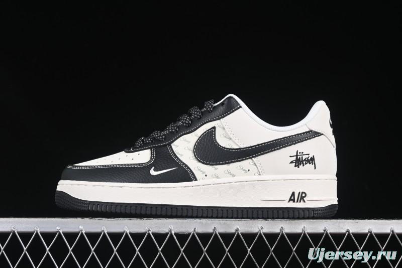 Nike Air Force 1 '07 Low Stussy Collaboration Black Leather Low-Top Casual Sneakers - HH7518-045