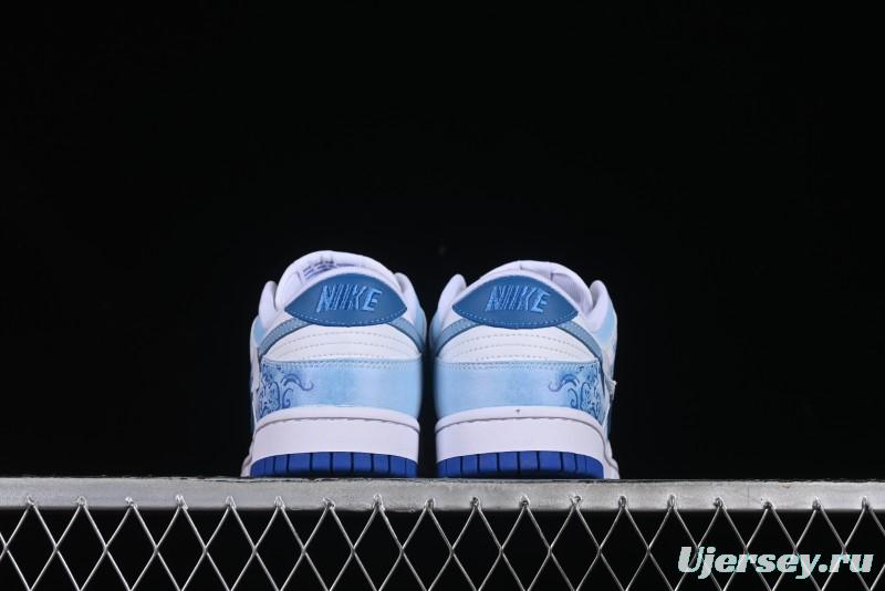 Nike Dunk Low Blue and White Porcelain Theme Casual Sneakers - DV0831-104