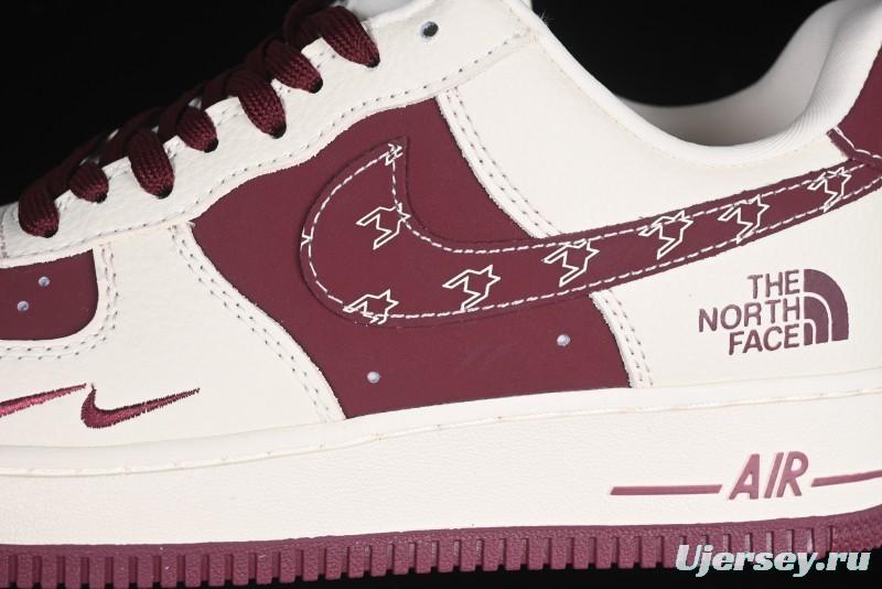 Nike Air Force 1 '07 Low The North Face Collaboration Burgundy Swoosh Casual Sneakers - KK1988-042