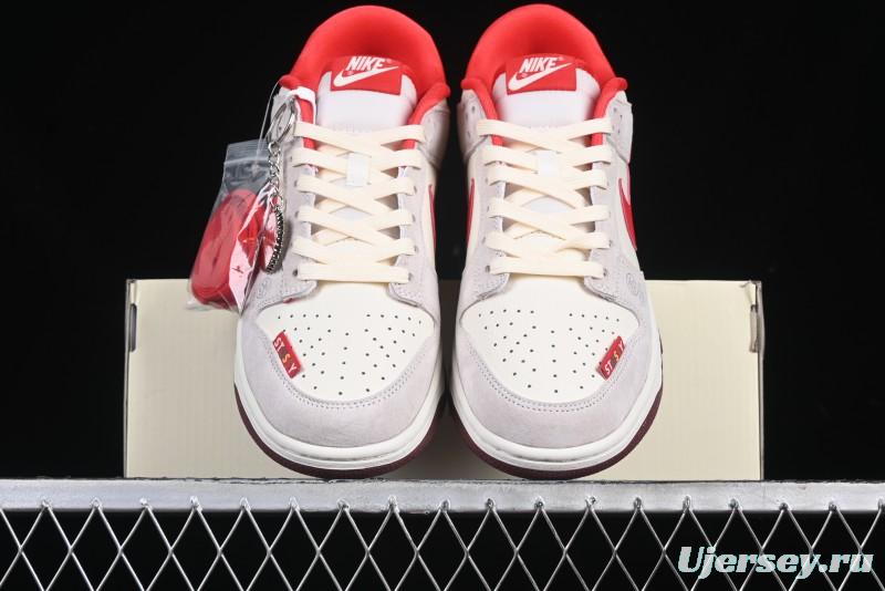 Nike SB Dunk Low Stussy Anniversary Edition Custom Sneakers with Red Swoosh - KK1333-021