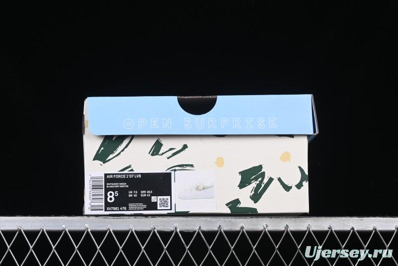 Nike Air Force 1 '07 Low Gold-Inlaid Jade Casual Sneakers with Strap - XV7981-476