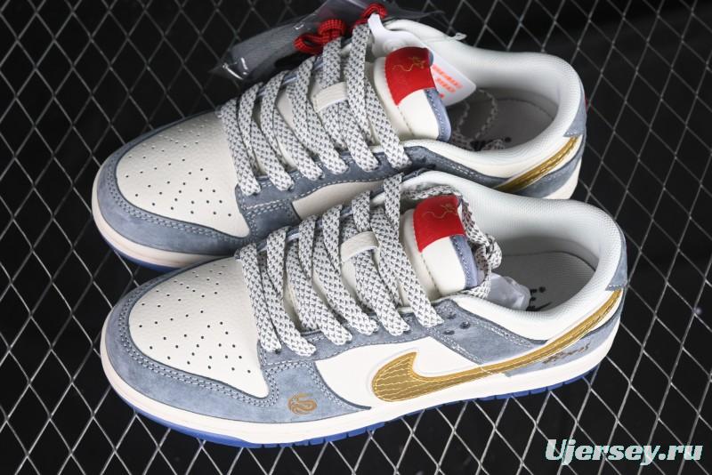 Nike SB Dunk Low Year of the Snake Limited Edition - Gold Snake Anniversary Custom Low-Top Casual Sneakers - XX3168-116
