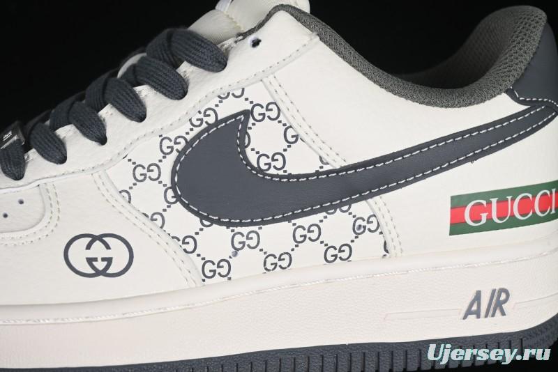 Nike Air Force 1 '07 Low Gucci Collaboration Beige Grey Pattern Low-Top Casual Sneakers - XZ6188-723