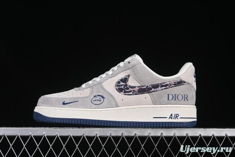 Nike Air Force 1 '07 Low Dior Collaboration Grey Blue Ghost Face Casual Sneakers - KK1988-044