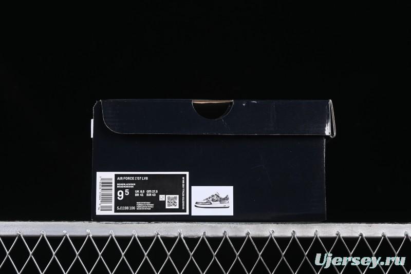 Nike Air Force 1 '07 Low Dior Collaboration Black Pattern Drawstring Casual Sneakers - SJ1198-106