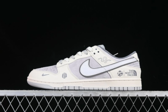 Nike SB Dunk Low The North Face Year of the Snake Light Grey Hook Anniversary Custom Low-Top Casual Skate Shoes - DM6868-007