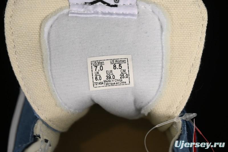 Vans Sk8-Mid Reissue 83 High-End Retro Skate Shoes with Blue Patchwork Suede - VN000CQQDWR