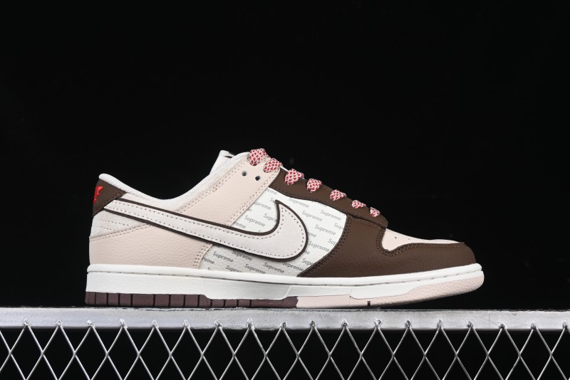 Nike SB Dunk Low Supreme Collaboration Bullet Screen White Check Anniversary High-End Custom Low-Top Casual Skate Shoes - DJ2024-091