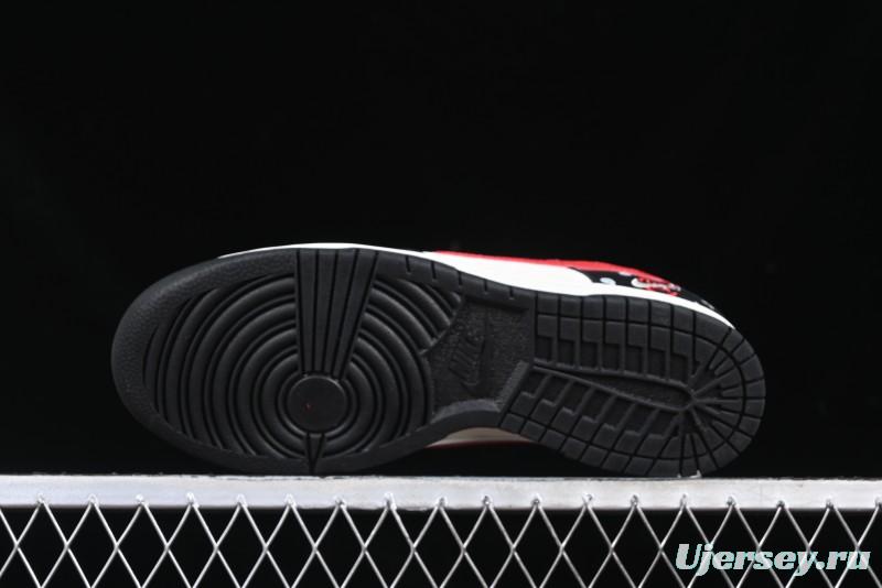 Nike SB Dunk Low Edison Chen Collaboration Graffiti Red Swoosh Anniversary Custom Low-Top Casual Skate Shoes - DJ2024-101
