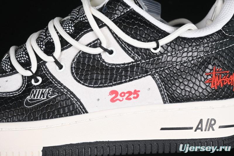 Nike Air Force 1 '07 Low Stussy Year of the Snake Limited Edition Black Snake Print Drawstring Casual Sneakers - DM6688-013
