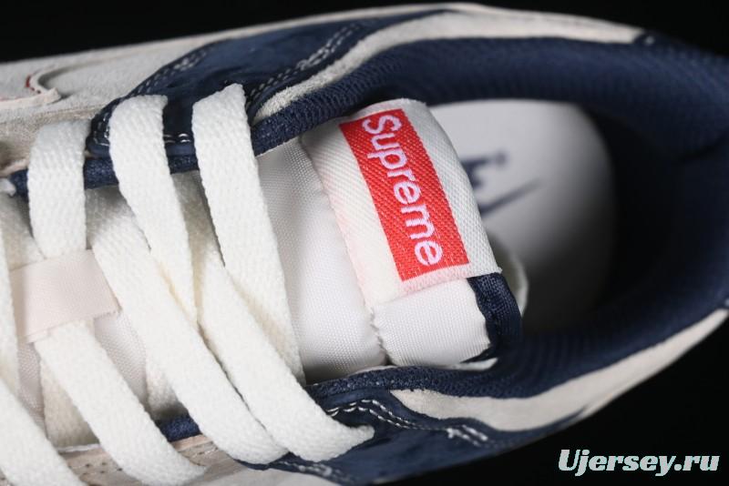 Nike SB Dunk Low Supreme Collaboration - Two-Tone White Swoosh Anniversary Customized Low-Top Casual Skate Shoes - DJ2024-045