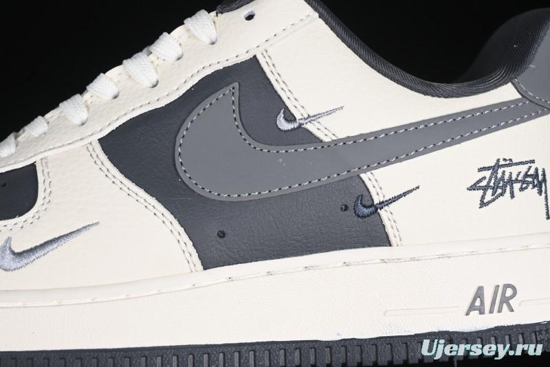 Nike Air Force 1 '07 Low Stussy Collaboration - Light Grey Triple Swoosh Low-Top Casual Sneakers - KK1988-037