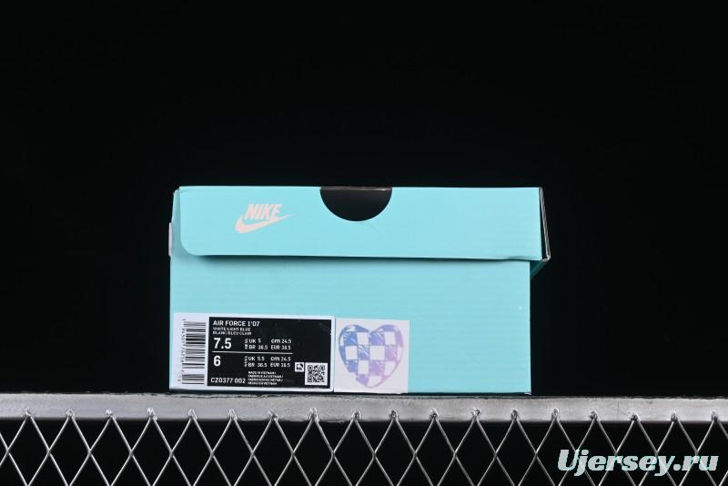 Nike Air Force 1 '07 Low Double Hearts Casual Sneakers with Hand-Drawn Anime Doodle and Pink Blue Hearts - CZ0377-002