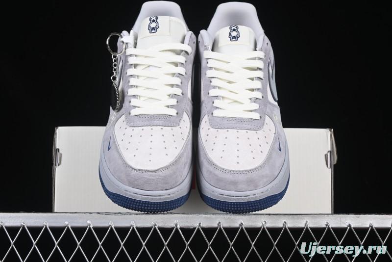 Nike Air Force 1 '07 Low Stussy Collaboration Grey Blue Pig Bear AF1 Low Top Casual Sneakers - DF0188-017