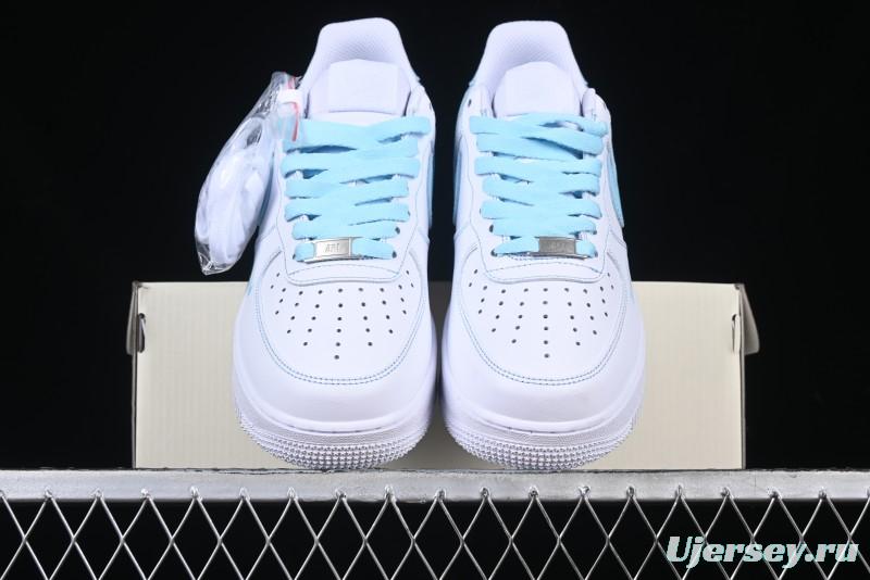 Nike Air Force 1 '07 Low Casual Sneakers with White & Blue Swoosh - CW2288-026