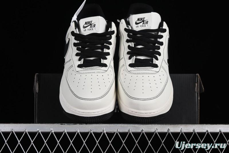 Balenciaga x Nike Air Force 1 '07 Low Triple Swoosh Beige Black Casual Shoes - FR0538-090