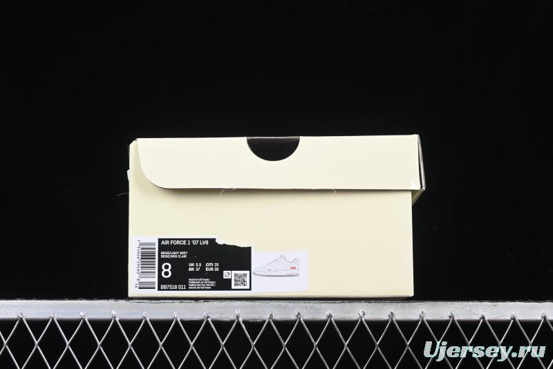 Nike Air Force 1 '07 Low Supreme Collaboration Beige Grey with Red Swoosh Casual Sneakers - BB7518-011