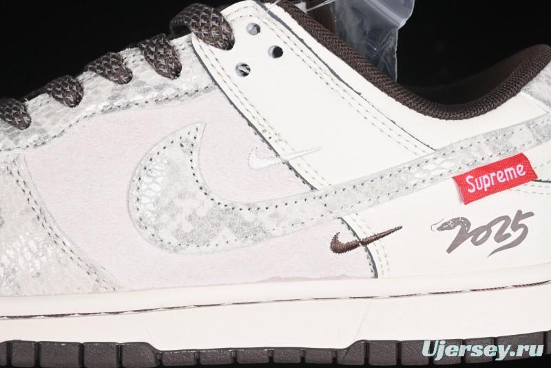 Nike SB Dunk Low Supreme Year of the Snake Limited Edition Grey Python Print Anniversary Custom Low-Top Casual Sneakers - XS1086-018