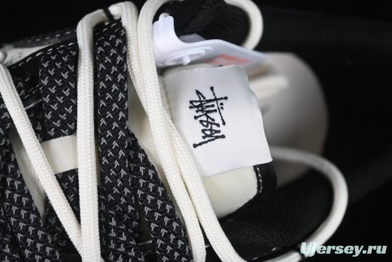 Nike Air Force 1 '07 Low Stussy Collaboration Black White Lace-Up Low-Top Casual Sneakers - SJ1198-108