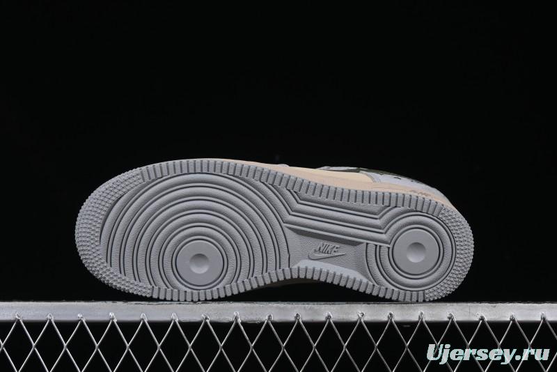 Nike Air Force 1 '07 Low Stussy Collaboration Olive Green Star Low-Top Casual Sneakers - KK1988-034